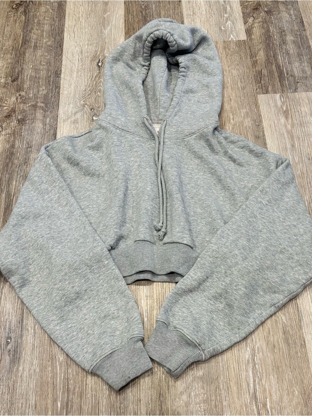 TNA Grey Cropped Pullover Hoodie